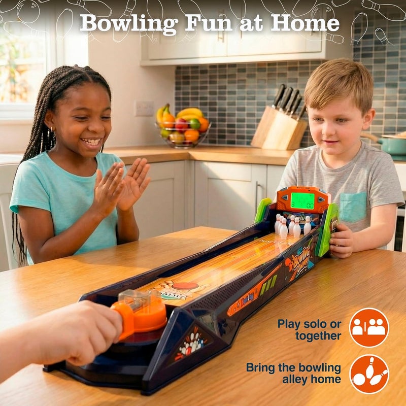 OLEOCA Bowling Game — Electronic Tabletop Arcade Game with LCD Auto Scoring, Lights & Sound, Spring-Loaded Launcher & 1-2 Player Modes — Mini Bowling Set for Kids - Image 2